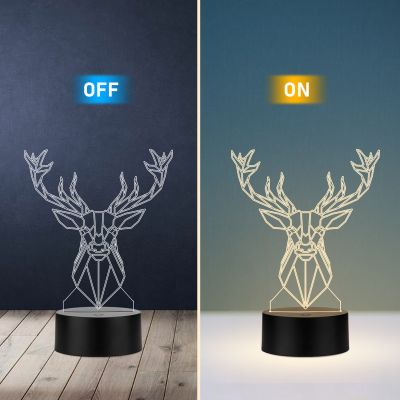 Poly-Art Deer Head Design Night Lamp